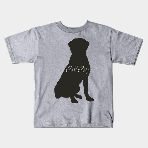 Lab Life Black Labrador Sitting Kids T-Shirt by TrapperWeasel